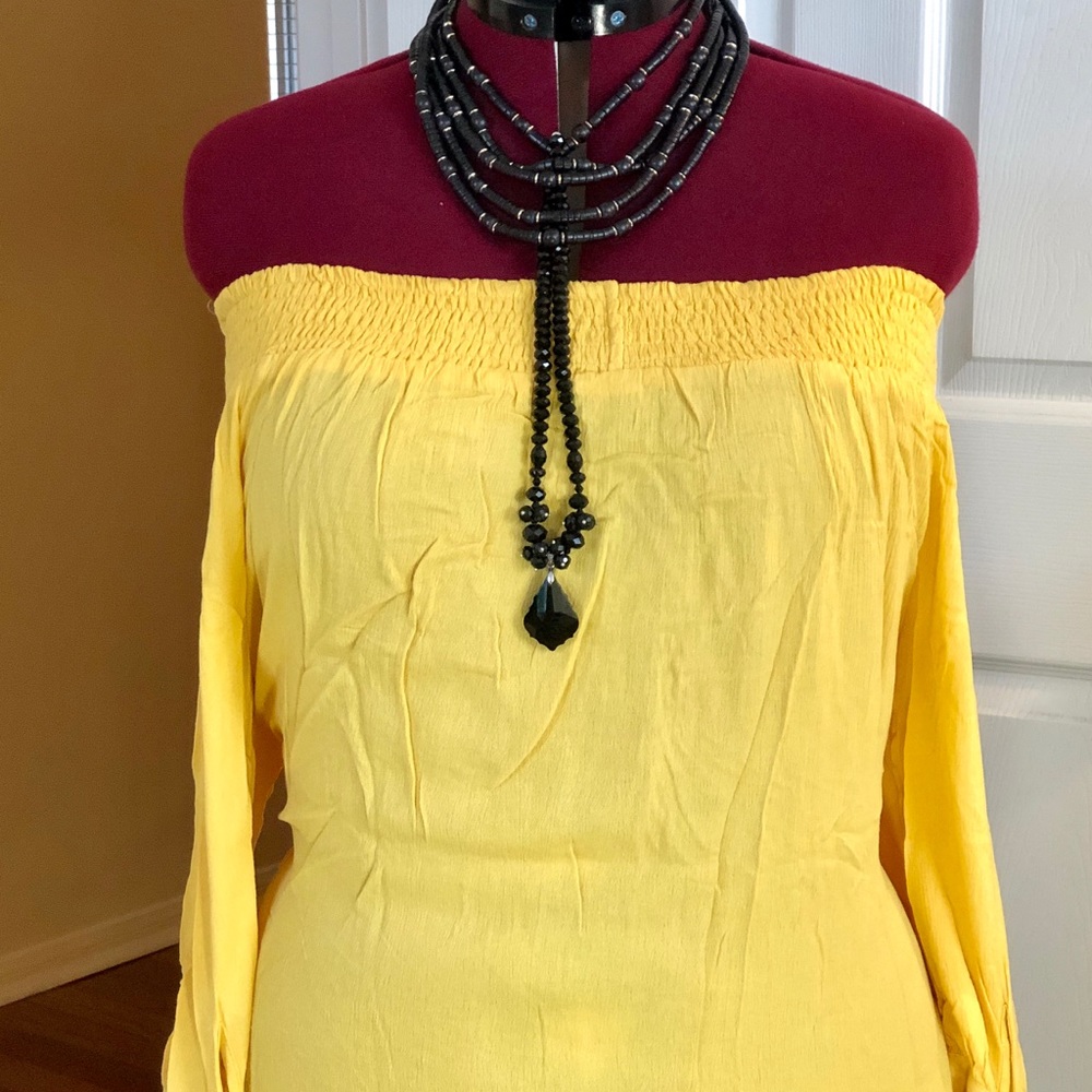 Off Shoulder Top Color Mustards - Picture 2 of 5